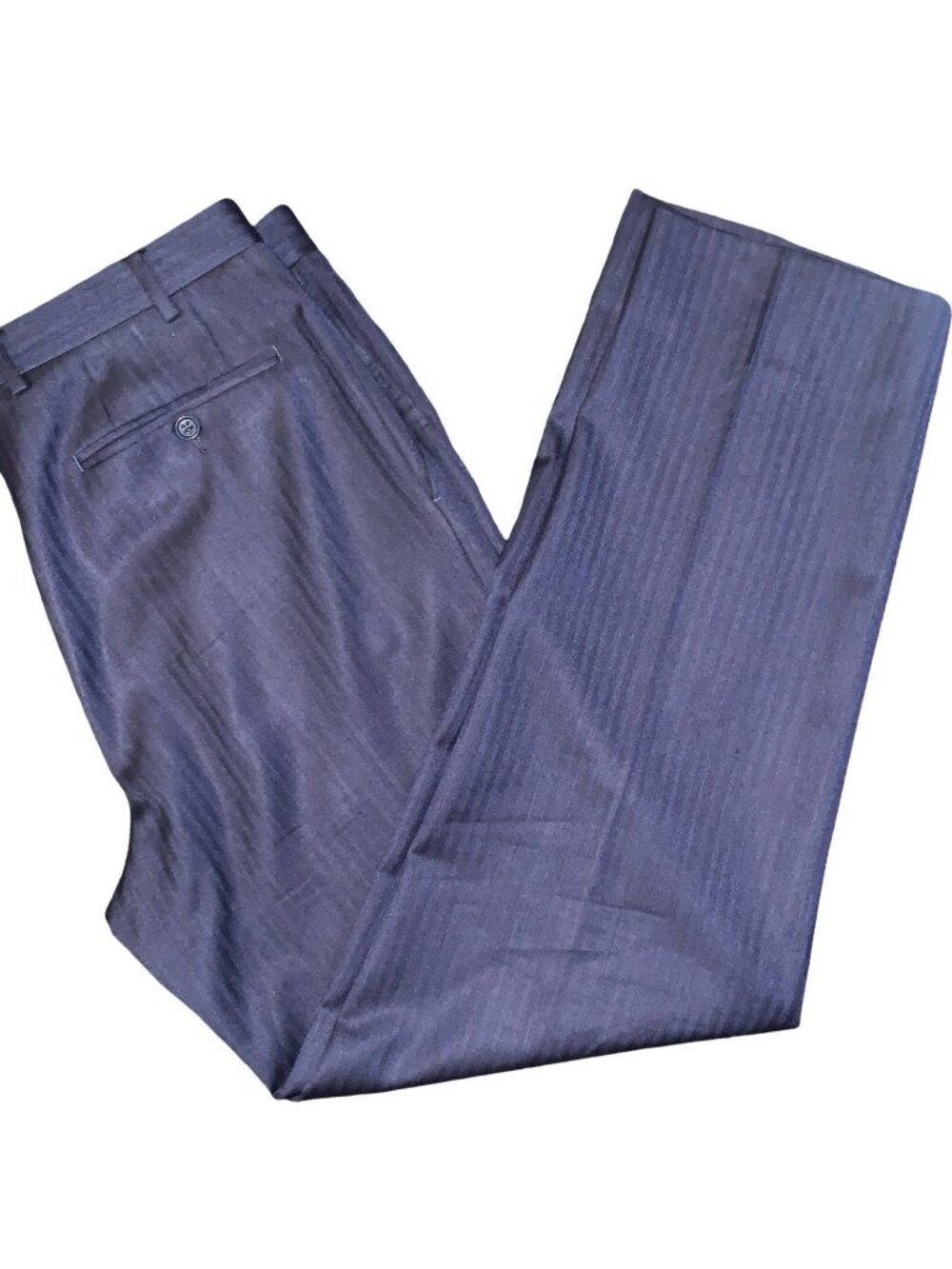 Canali Men 34x31 Actual Waist 36 Blue Pin Stripe Wool Dress Pants Italy-READ